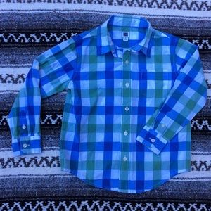 Janie and Jack Blue, Green & White Plaid Shirt 4